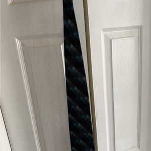 Bachrach Dark Blue and Black Checked Narrow Tie